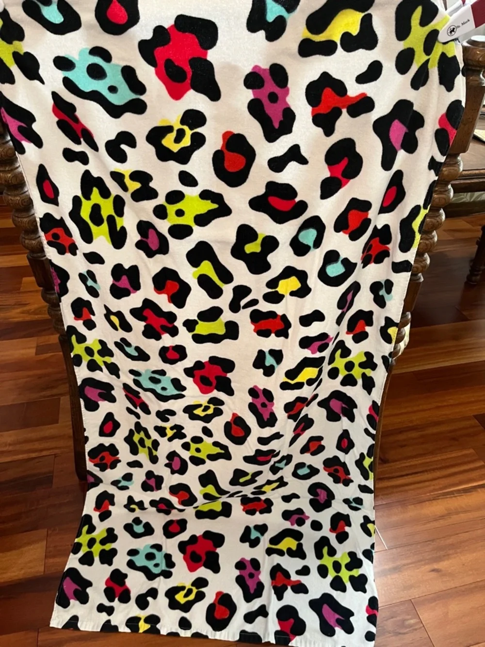 Colorful Neon Leopard Print Beach Towel.